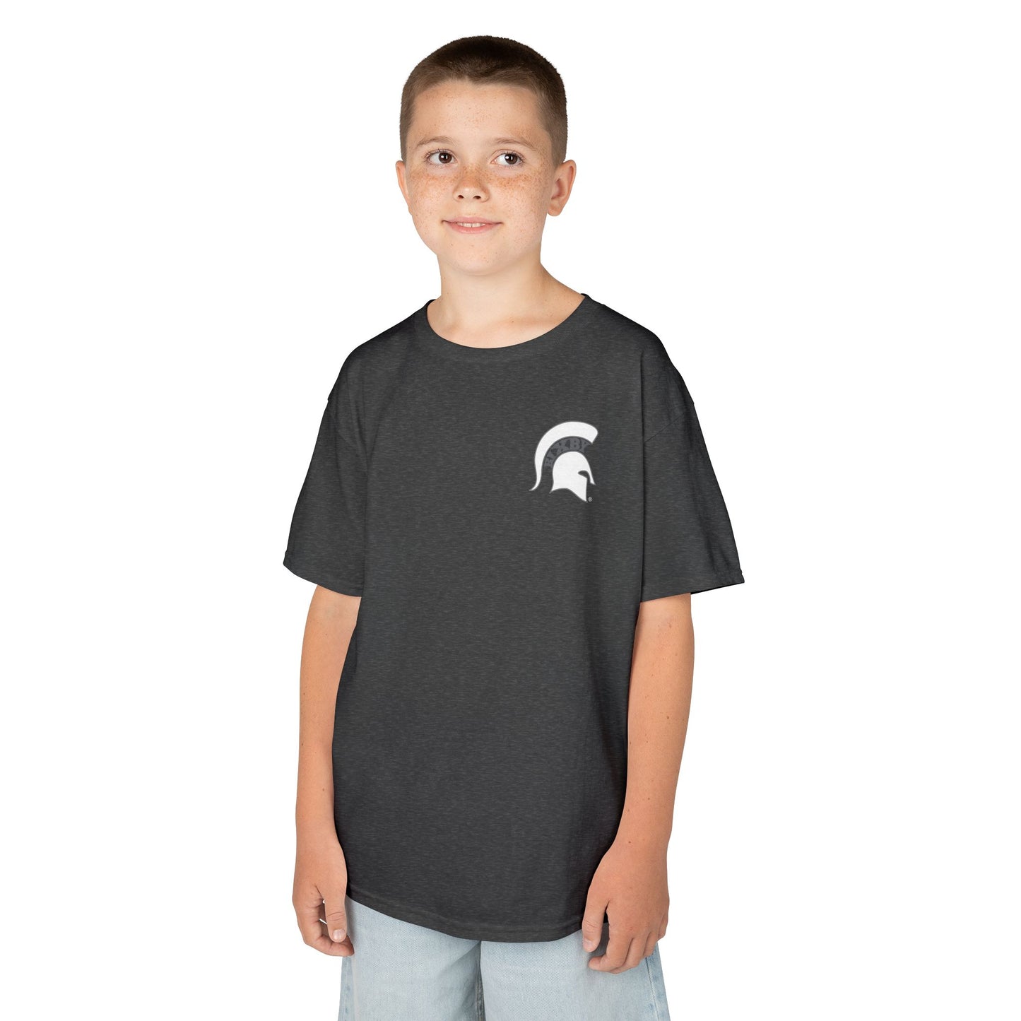 Spartan White Logo Youth Gildan Tee