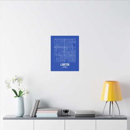 Lawton Street Map Canvas, White on Royal Blue