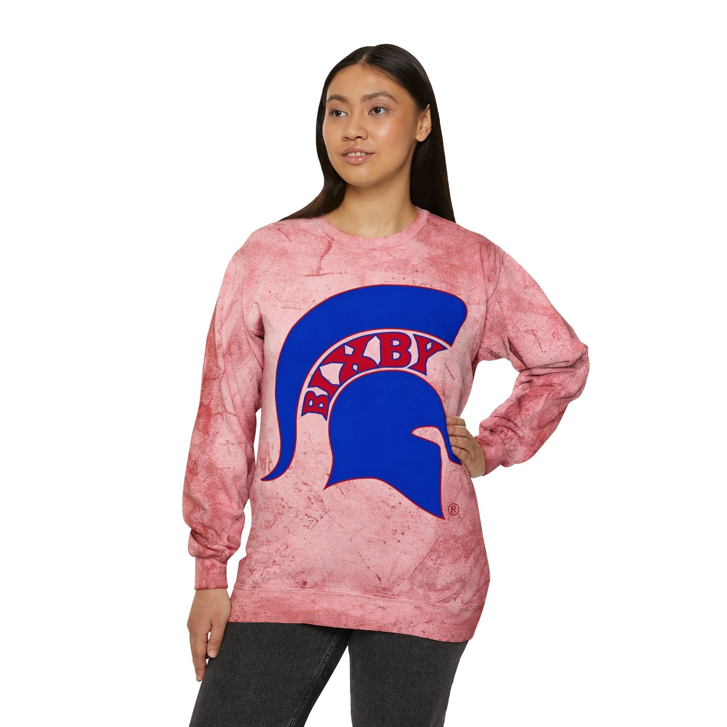 Spartans Blue Logo Comfort Colors Tie-Dye Sweatshirt