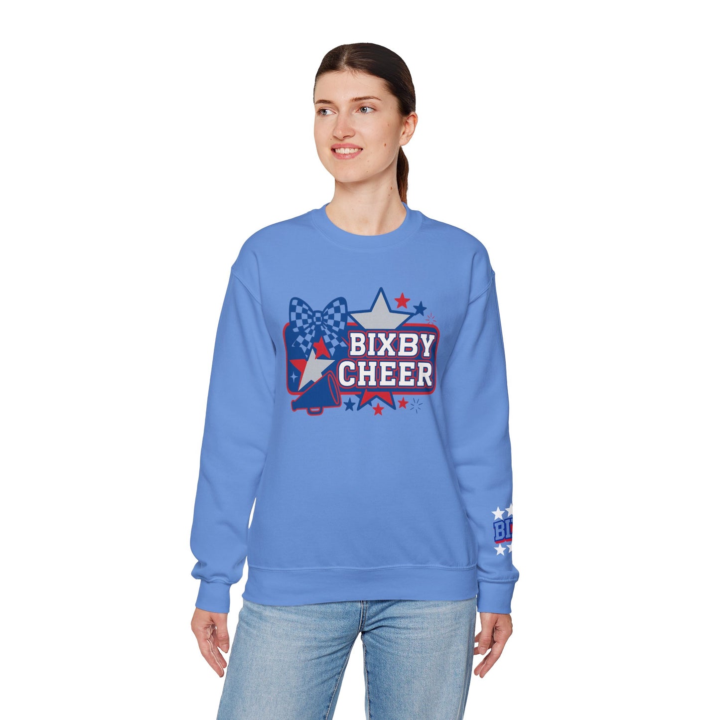 Bixby Cheer With Sleeve Print Gildan Sweatshirt