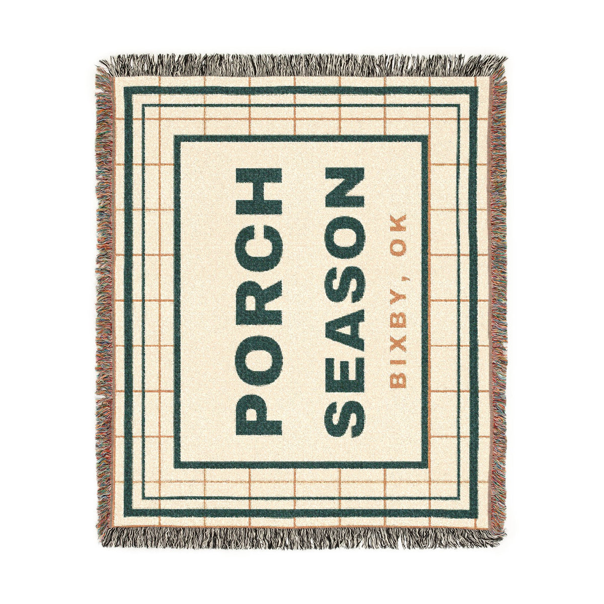Porch Season Windowpane Woven Throw Blanket