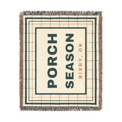 Porch Season Windowpane Woven Throw Blanket