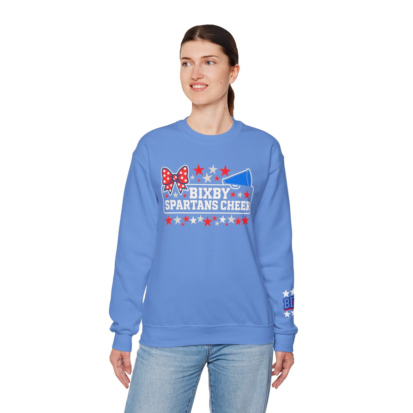Bixby Cheer With Sleeve Print Gildan Sweatshirt