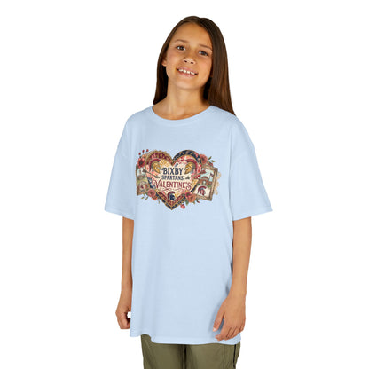 Bixby Spartans Youth Valentine's Vintage Heart Gildan Tee