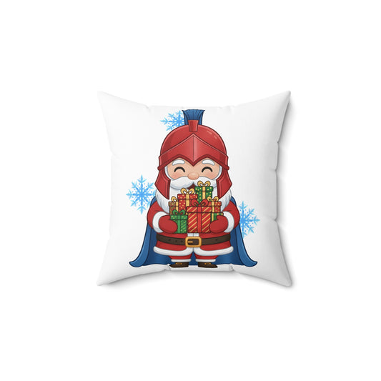 Spartan Santa White Christmas Pillow