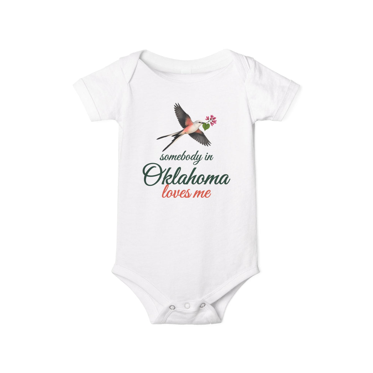 Somebody in Oklahoma Loves Me Baby Bodysuit, Natural, front view