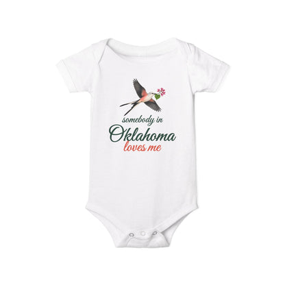 Somebody in Oklahoma Loves Me Baby Bodysuit, Natural, front view