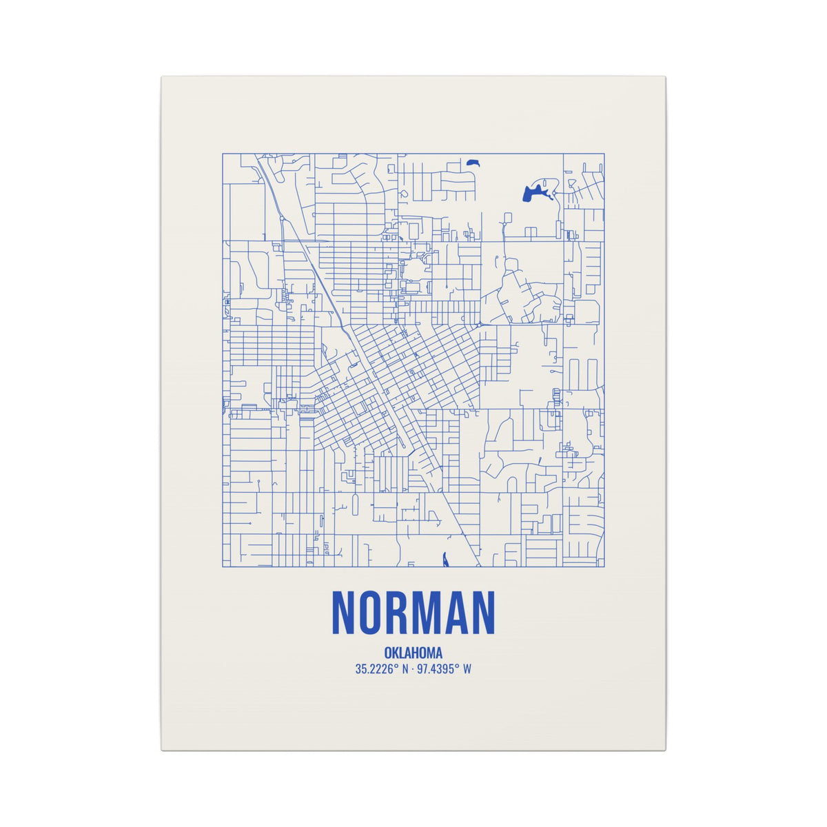 Norman Street Map Canvas, Royal Blue on Cream