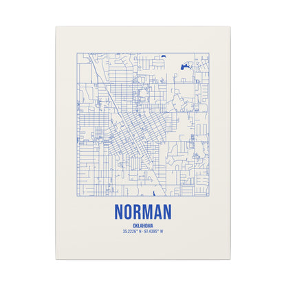 Norman Street Map Canvas, Royal Blue on Cream