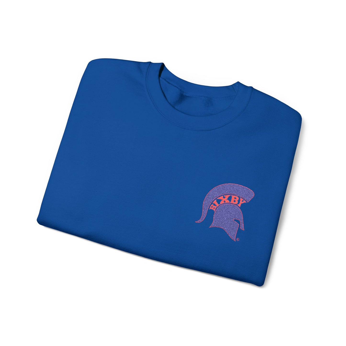 Embroidered Blue Spartan Helmet Gildan Sweatshirt