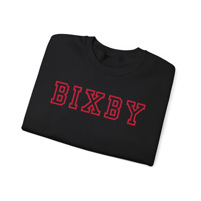 Bixby Block Print Gildan Sweatshirt with Sleeve Logo