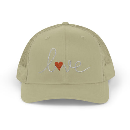 Love Script Snapback Trucker Cap | Sparkle Heart Embroidery