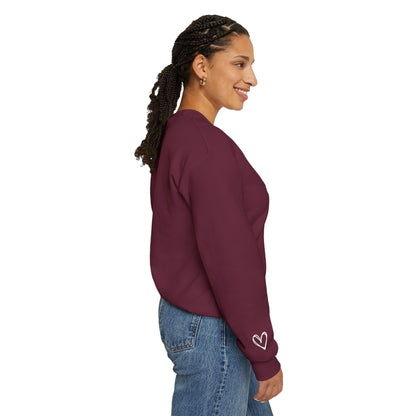 Embroidered Love Heart Gildan Sweatshirt with Dual Sleeve Embroidery