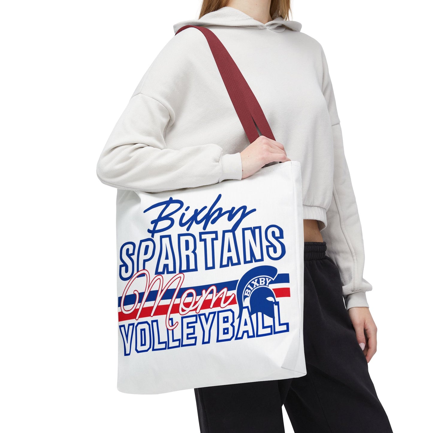 Bixby Spartans Volleyball Mom Polyester Tote Bag