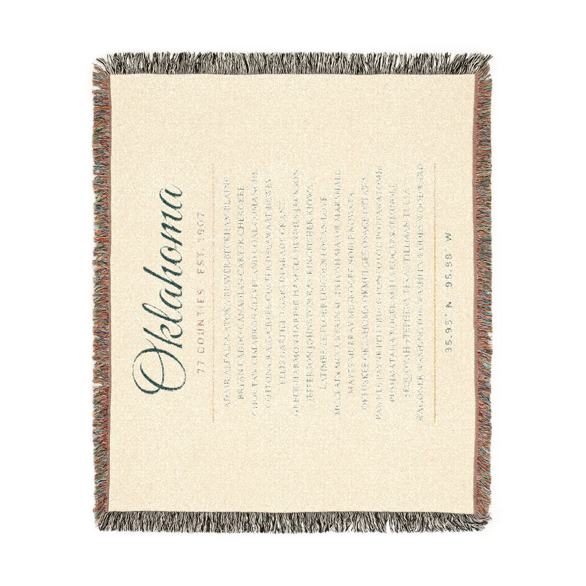 77 Counties Oklahoma Woven Throw Blanket