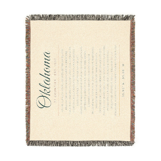 77 Counties Oklahoma Woven Throw Blanket