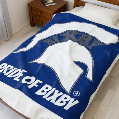 Spartan White Logo Velveteen Plush Blanket