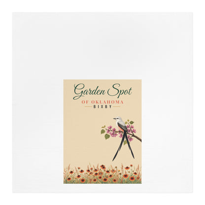 Bixby Oklahoma Tea Towel | Scissortail and Wildflower Flour Sack | Garden Spot Hostess Gift