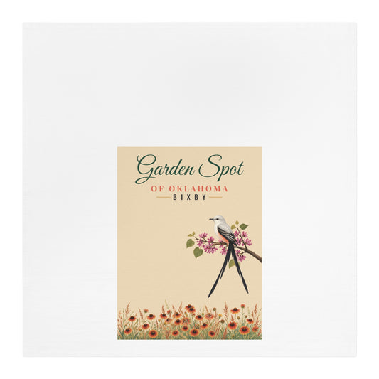 Bixby Oklahoma Tea Towel | Scissortail and Wildflower Flour Sack | Garden Spot Hostess Gift
