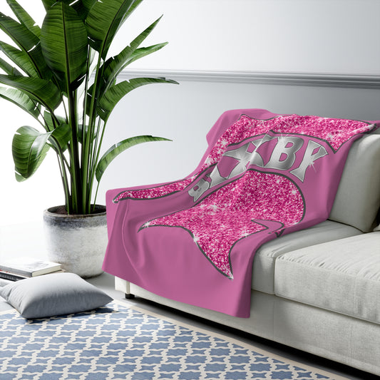 Spartan Pink Bling Logo Sherpa Fleece Blanket