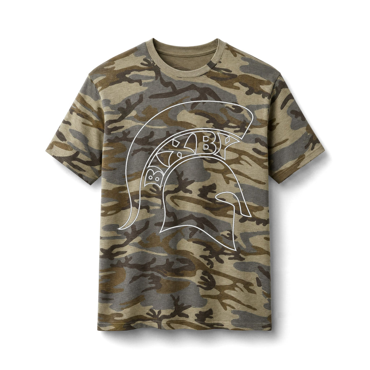 Bixby Spartans Camo Spartan Helmet - Military-Inspired Cotton Tee