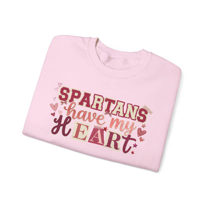 Spartans Have My Heart Collage Print Gildan Sweatshirt