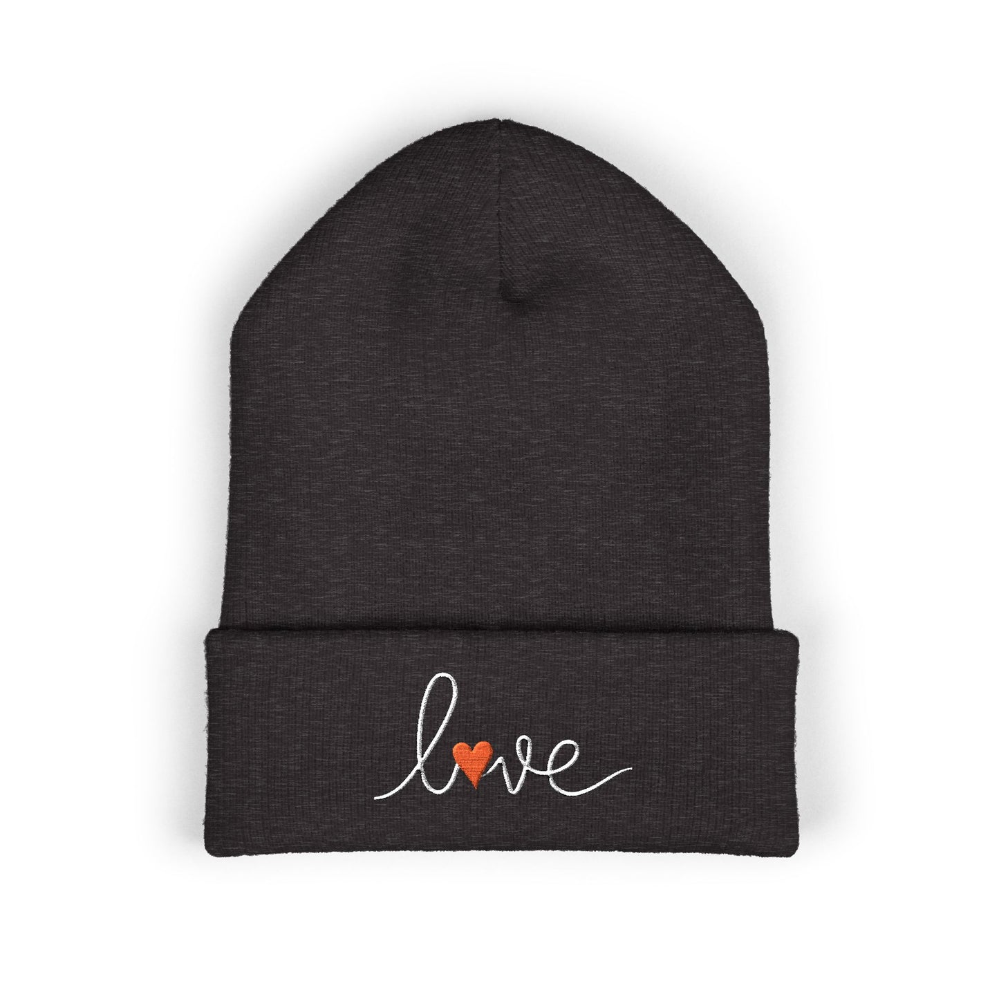 Love Embroidered Cuffed Beanie Cozy Casual Knit