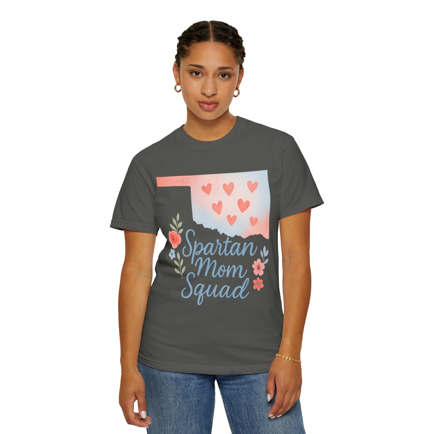 Spartan Mom Squad Bixby OK Watercolor Comfort Colors Tee