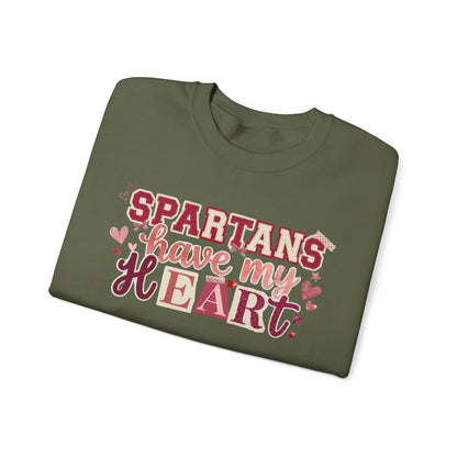 Spartans Have My Heart Collage Print Gildan Sweatshirt
