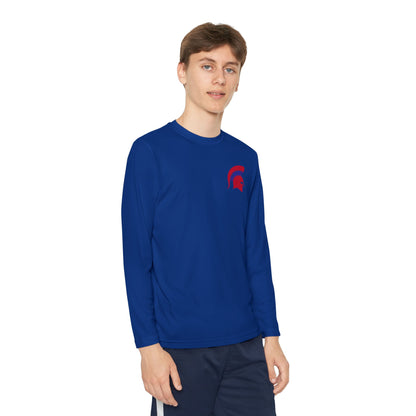 Spartan Red Logo Youth Long Sleeve Sport-Tek Tee