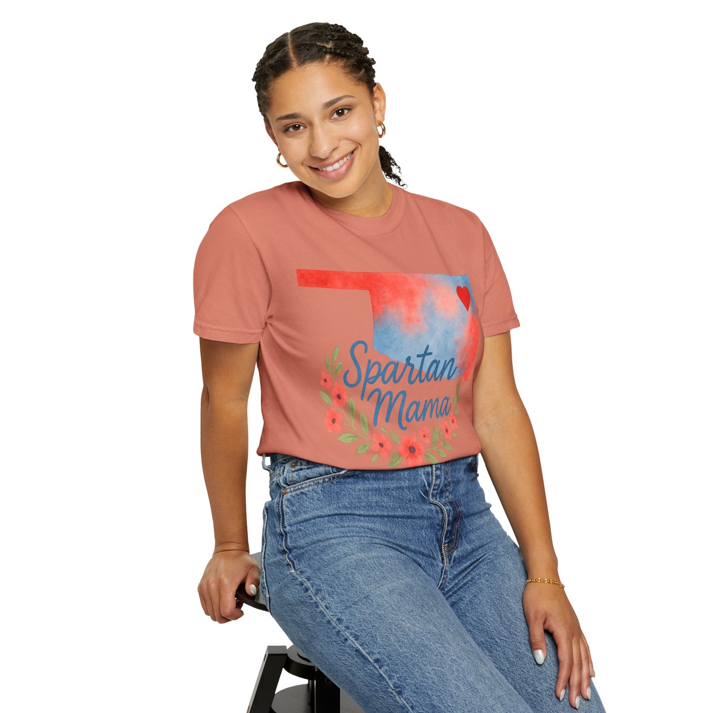 Spartan Mom Bixby OK Watercolor Comfort Colors Tee