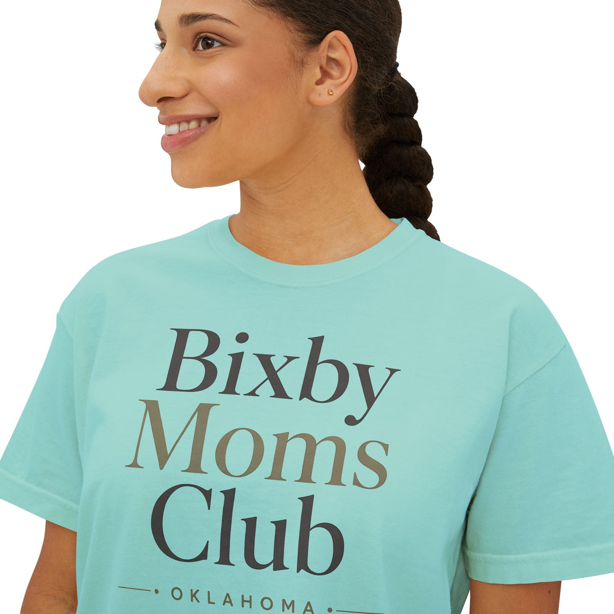 Bixby Moms Club Boxy Tee — Women's Local Mom Group Shirt (Oklahoma)