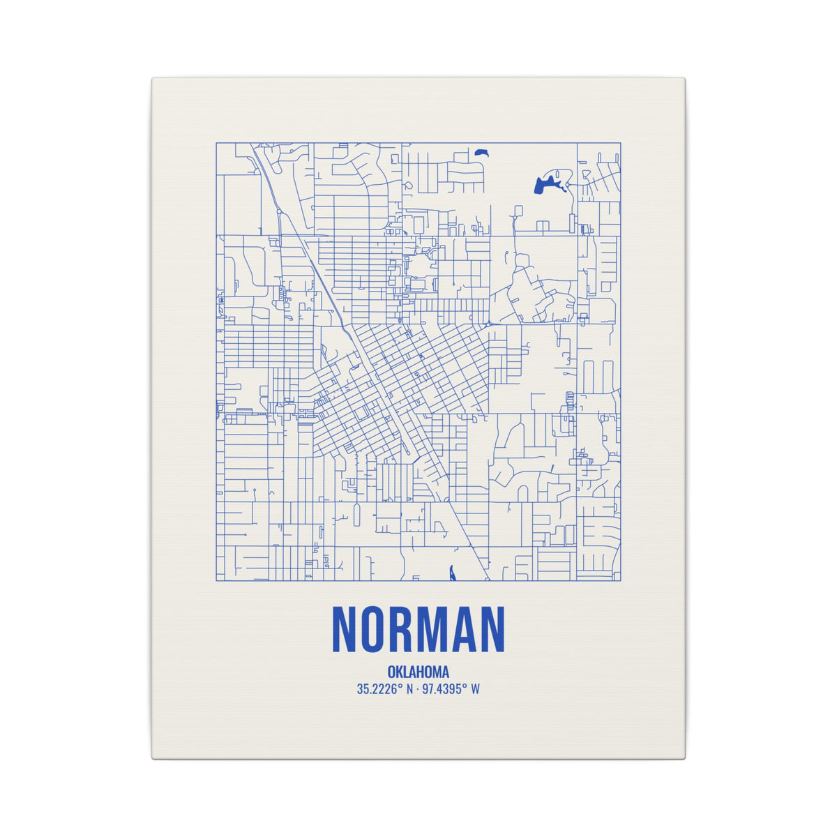 Norman Street Map Canvas, Royal Blue on Cream