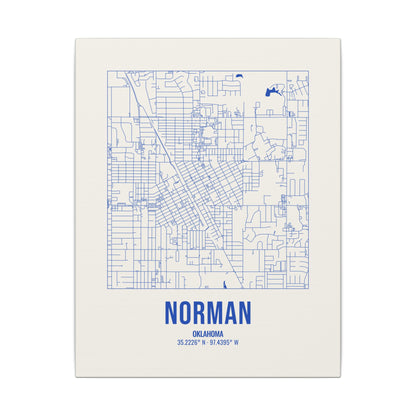 Norman Street Map Canvas, Royal Blue on Cream
