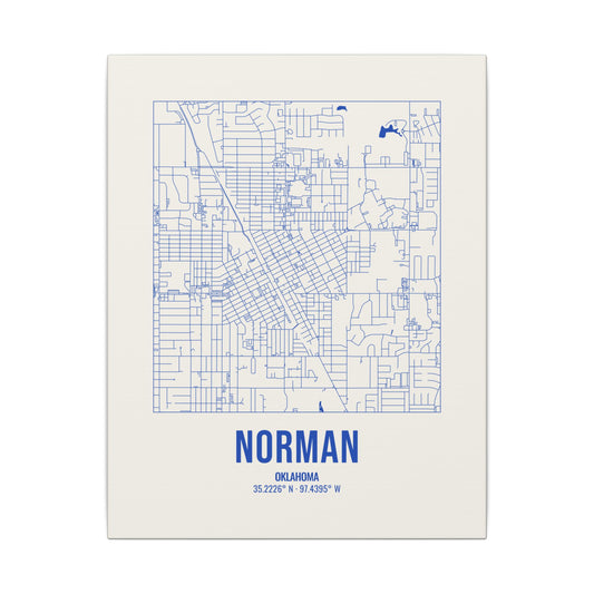 Norman Street Map Canvas, Royal Blue on Cream