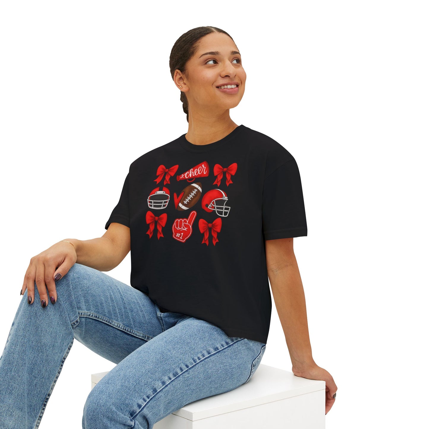 Spartan Red Cheer & Football Comfort Colors Boxy Tee