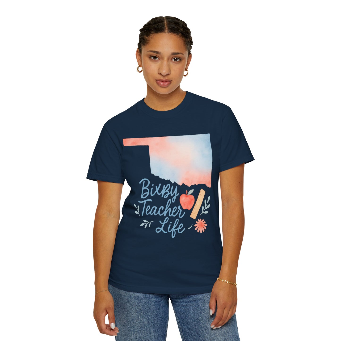 Teacher Life Bixby OK Watercolor Comfort Colors Tee