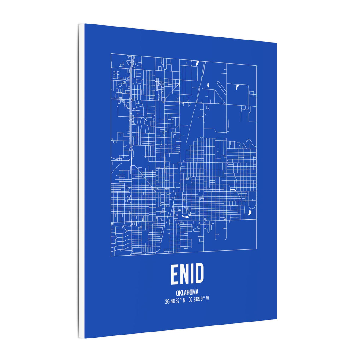Enid Street Map Canvas, White on Royal Blue