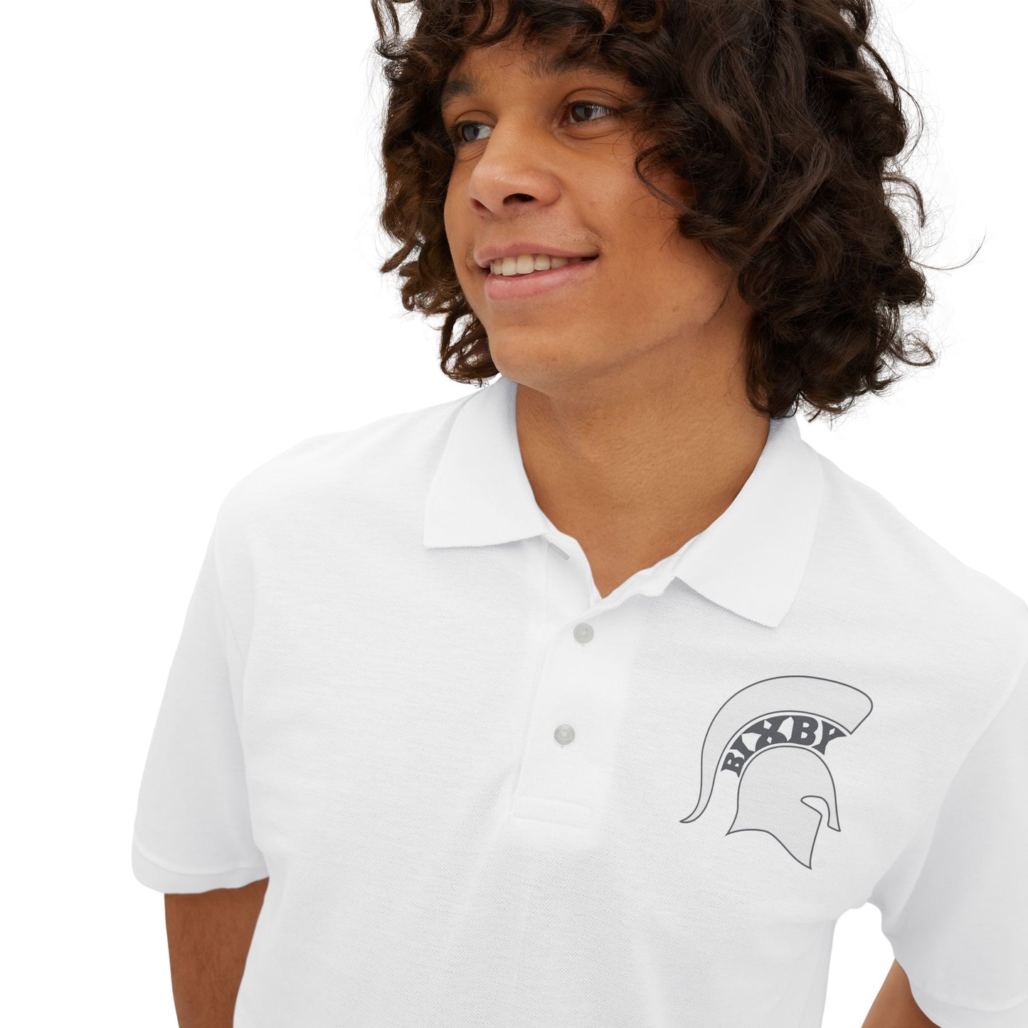 Spartan White Logo Jerzees Polo