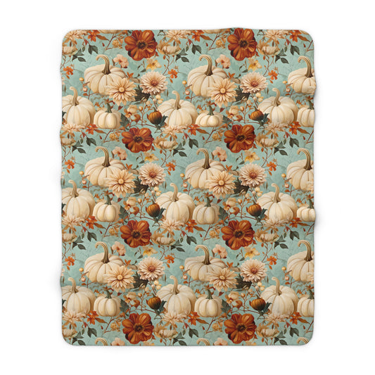 Autumn Floral Sherpa Blanket