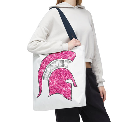 Bixby Spartans Pink Bling Polyester Tote Bag