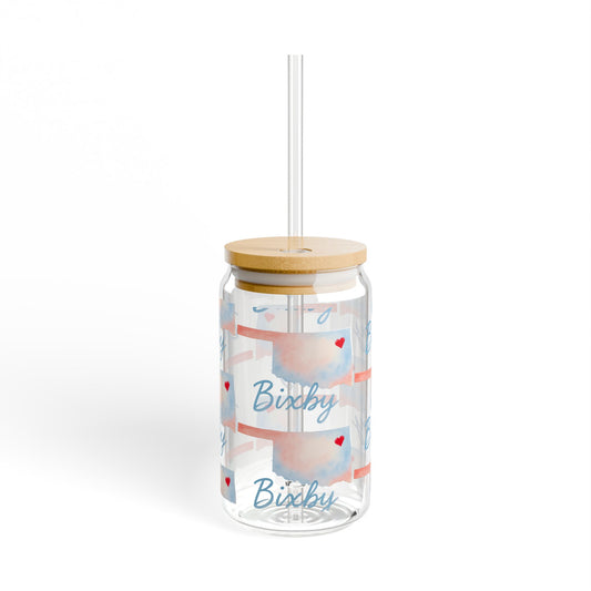 Bixby OK Watercolor 16 Ounce Sipper Glass