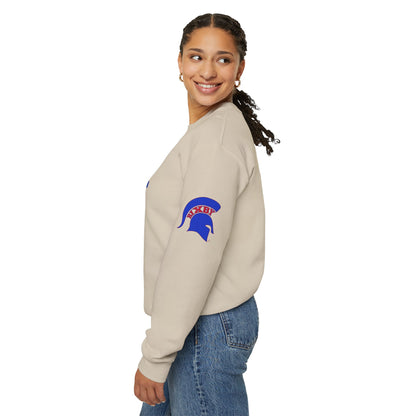 Bixby Spartans Bold Letter With Sleeve Blue Logo Sweatshirt