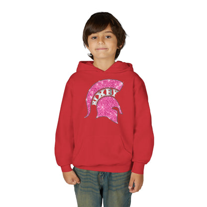 Bixby Spartan Pink Helmet Bling Youth Gildan Hoodie