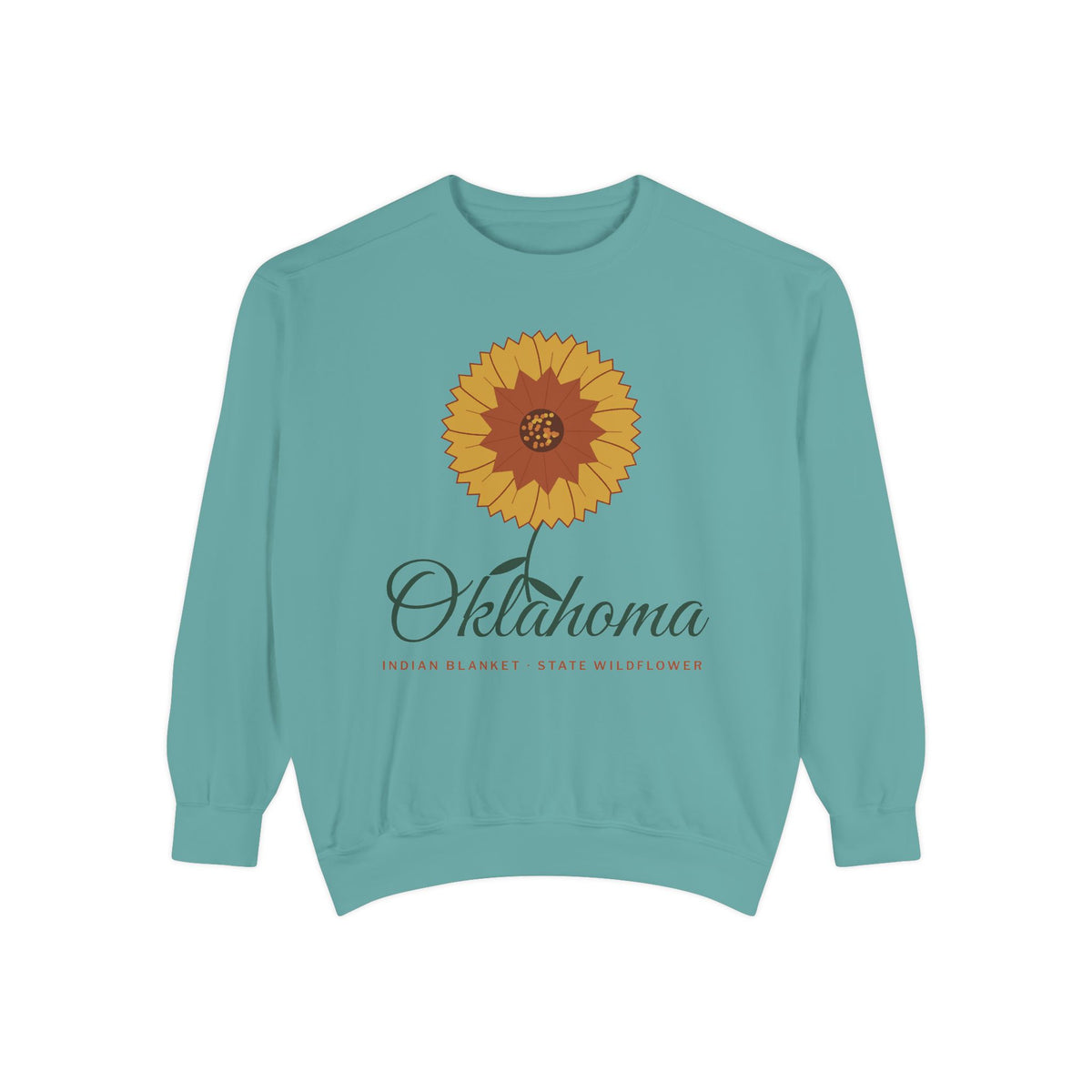 Indian Blanket Garden Script Oklahoma Crewneck Sweatshirt | Comfort Colors
