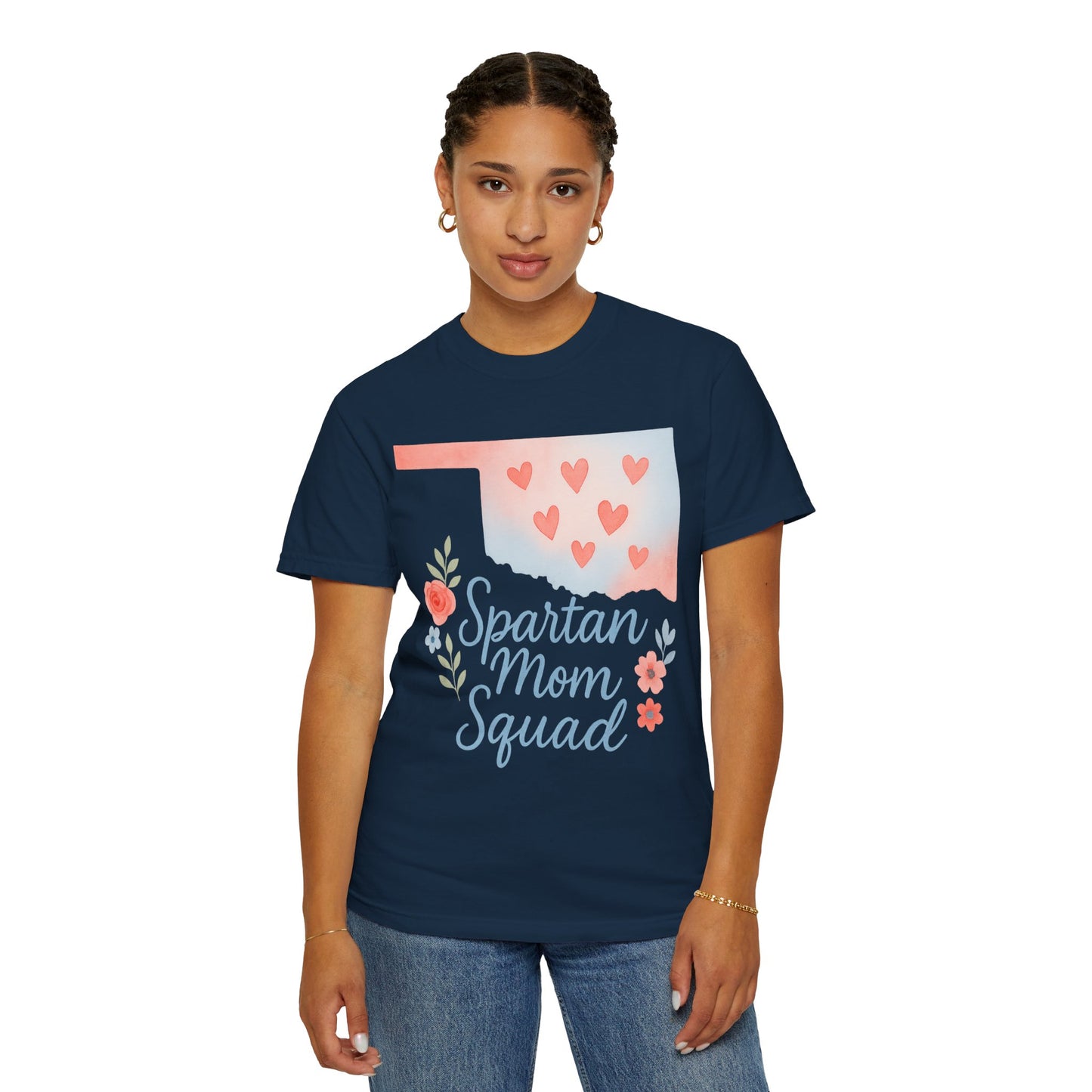 Spartan Mom Squad Bixby OK Watercolor Comfort Colors Tee