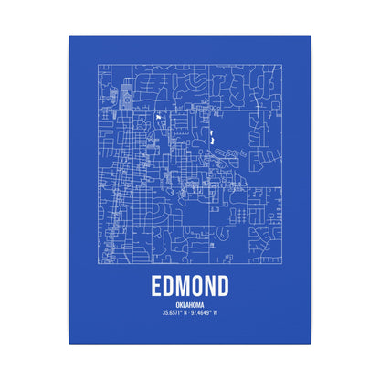 Edmond Street Map Canvas, White on Royal Blue