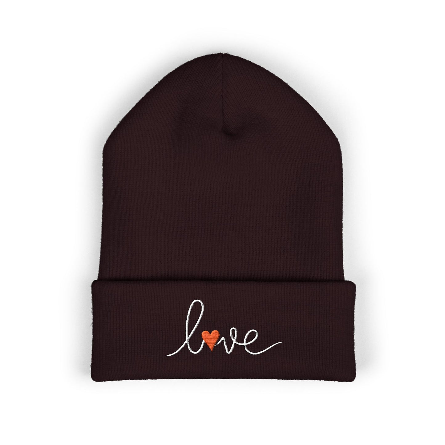 Love Embroidered Cuffed Beanie Cozy Casual Knit