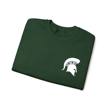 Embroidered White Spartan Helmet Gildan Sweatshirt