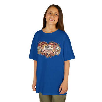 Bixby Spartans Youth Valentine's Vintage Heart Gildan Tee